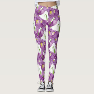 Paarse Iris Botanische Floral Kunst Leggings