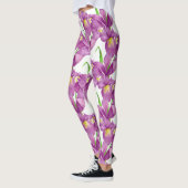 Paarse Iris Botanische Floral Kunst Leggings (Links)