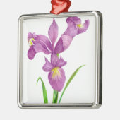 Paarse Iris Botanische Floral Kunst Metalen Ornament (Links)