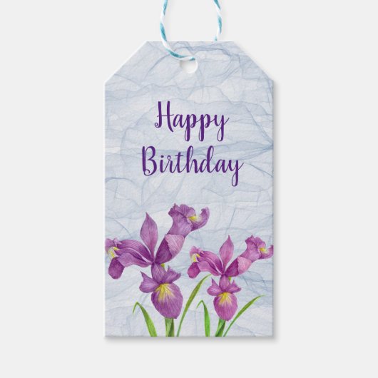 Paarse Iris botanische Florenz Birthday Cadeaulabel (Voorkant)