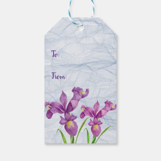 Paarse Iris botanische Florenz Birthday Cadeaulabel (Achterkant)
