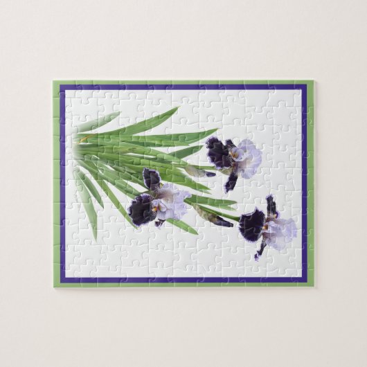 Paarse Iris Botanische Kunst Legpuzzel (Horizontaal)