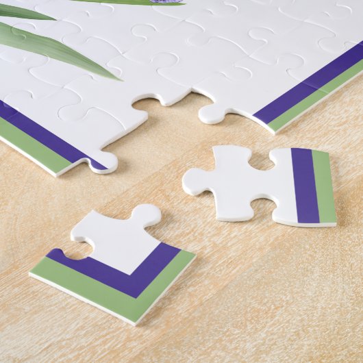 Paarse Iris Botanische Kunst Legpuzzel (Zijkant)