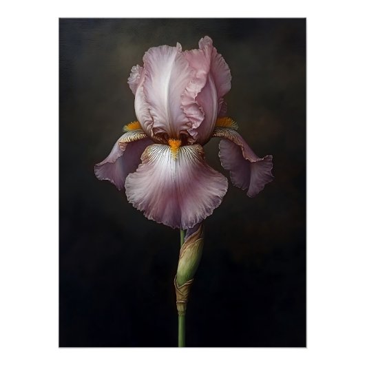 Paarse Iris Botanische Schilderij Perfect Poster (Voorkant)