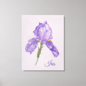 Paarse iris, botanische stijl, gekleurde potloodku canvas afdruk (Voorkant)