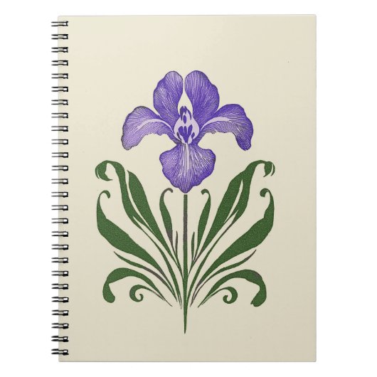 Paarse iris botanische studie notitieboek (Voorkant)