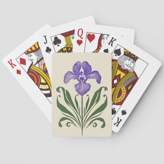 Paarse iris botanische studie pokerkaarten (Achterkant)