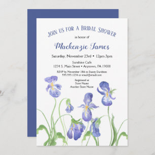 Paarse Iris Bridal Shower Invitation Spring Floral Kaart