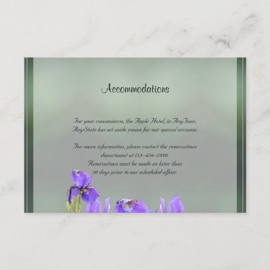 Paarse iris bruiloft invoegen informatiekaartje (Voorkant)