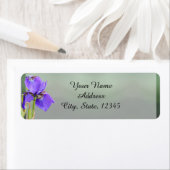 Paarse iris bruiloft retour adres label (Insitu)