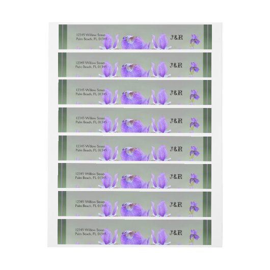 Paarse iris bruiloft wrap rond label (Vel)