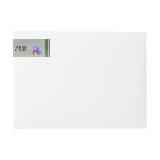 Paarse iris bruiloft wrap rond label (Voorkant)
