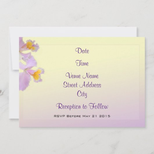 Paarse Iris Bruiloftsinvitaties Kaart (Achterkant)
