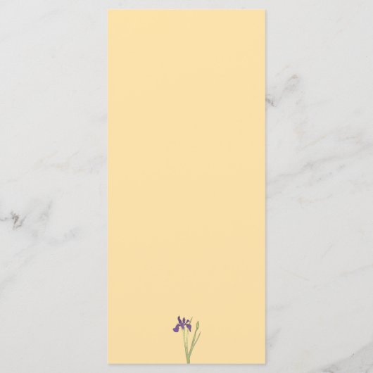 Paarse Iris & Butter Yellow Waterverf Wedding Menu (Achterkant)