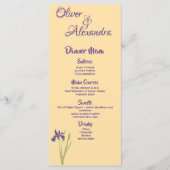 Paarse Iris & Butter Yellow Waterverf Wedding Menu (Voorkant)