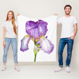 Paarse Iris Chic Floral Fleece Blanket Deken