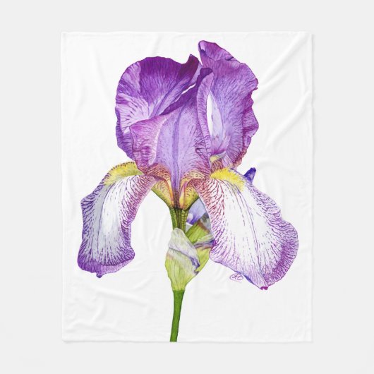 Paarse Iris Chic Floral Fleece Blanket Deken (Voorkant)