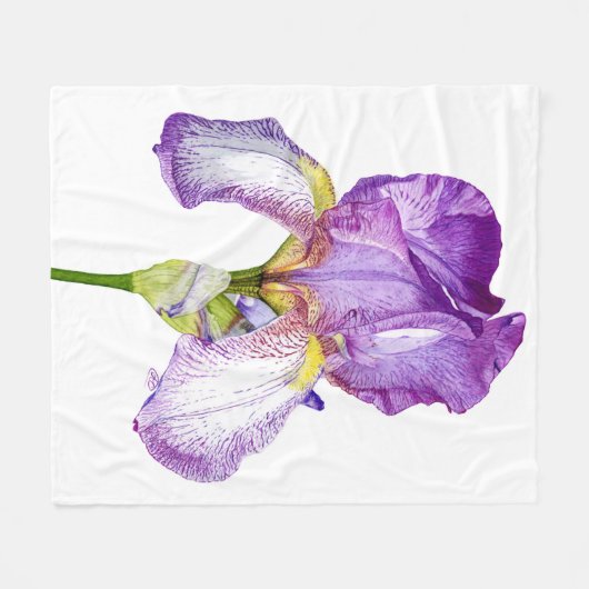 Paarse Iris Chic Floral Fleece Blanket Deken (Voorkant (Horizontaal))