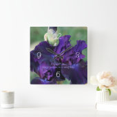Paarse Iris Clock - personaliseren Vierkante Klok (Huis)