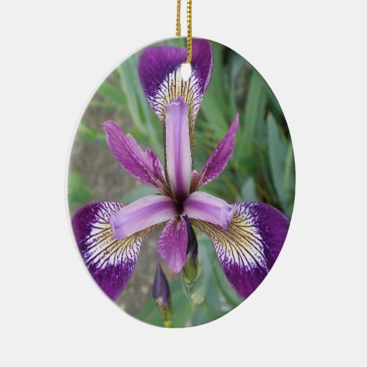 Paarse Iris Custom Verjaardag Keramisch Ornament (Rechts)