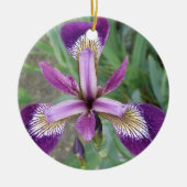 Paarse Iris Custom Verjaardag Keramisch Ornament (Voorkant)
