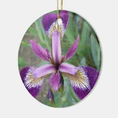 Paarse Iris Custom Verjaardag Keramisch Ornament (Links)