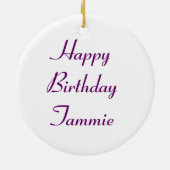 Paarse Iris Custom Verjaardag Keramisch Ornament (Achterkant)