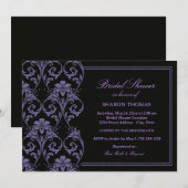 Paarse Iris Damask | Uitnodiging voor bruidsdouche (Voorkant / Achterkant)