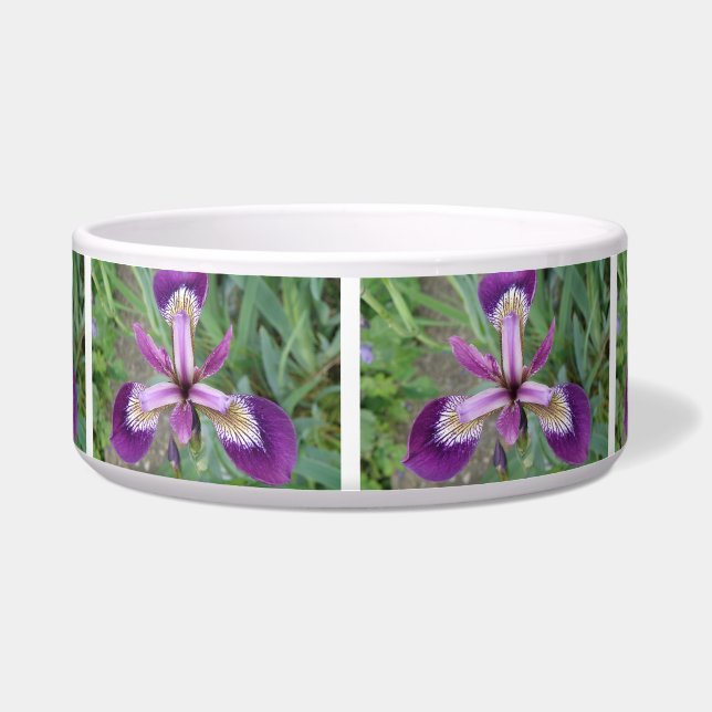 Paarse Iris Dog Bowl Voerbakje (Voorkant)