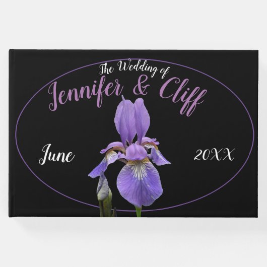 Paarse Iris Elegant Gastenboek (Voorkant)