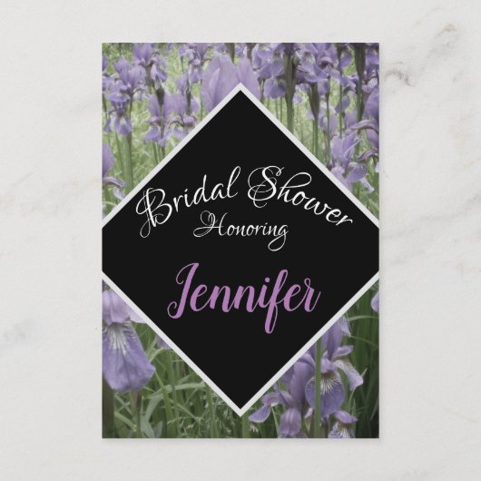 Paarse Iris Elegant Informatiekaartje (Achterkant)