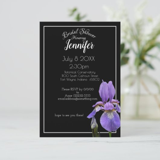 Paarse Iris Elegant Informatiekaartje (Staand voorkant)