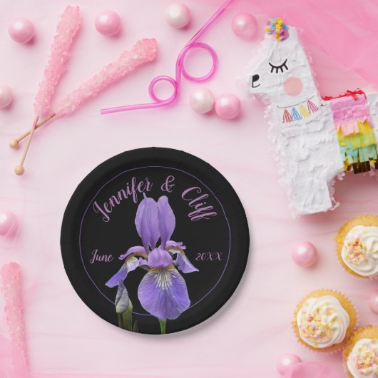 Paarse Iris Elegant Papieren Bordje (Feest)