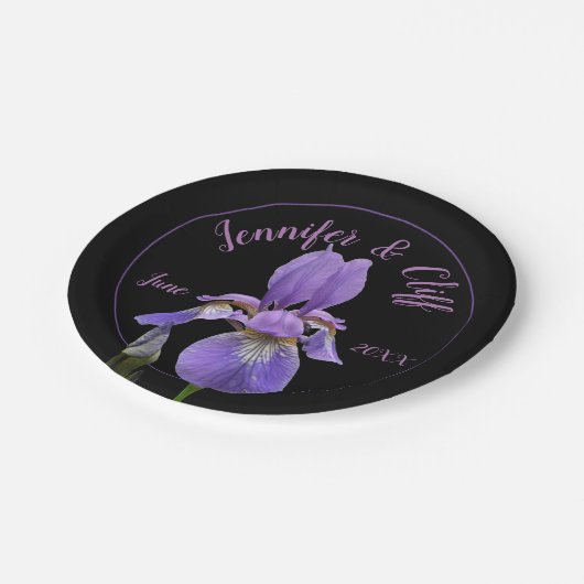 Paarse Iris Elegant Papieren Bordje (Gekanteld)