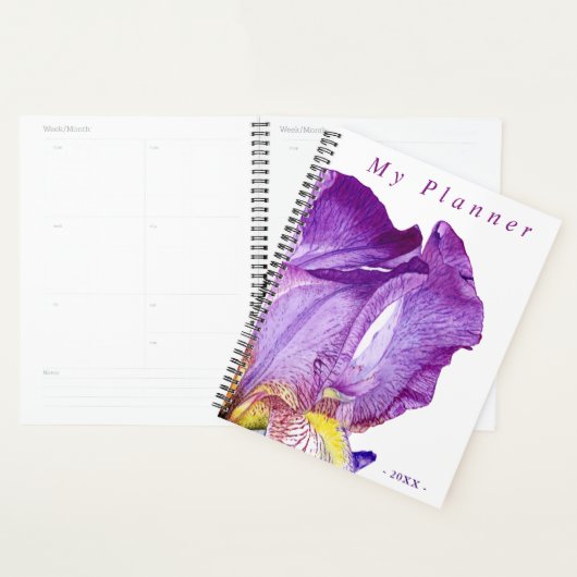 Paarse Iris Elegant Waterverf Floral Art Planner (Display)
