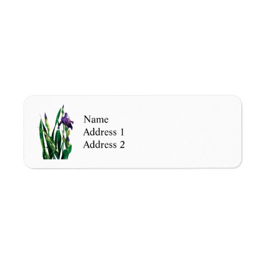 Paarse Iris en Knoppen Etiket (Voorkant)