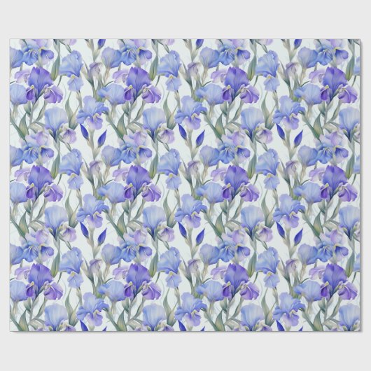 Paarse Iris Floral 25e bruiloft Jubileum Cadeaupapier (Vlak)