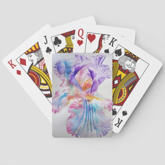 Paarse Iris floral Art Flower Spelling set Pokerkaarten (Achterkant)