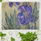 Paarse Iris Floral Art Kitchen Towel Set Theedoek (Gevouwen)