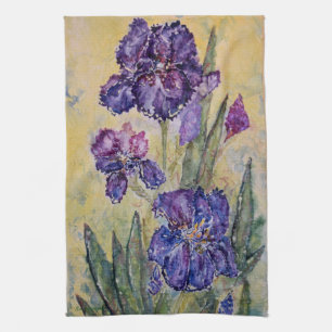 Paarse Iris Floral Art Kitchen Towel Set Theedoek