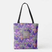 Paarse Iris Floral Monogrammed Initiaal Tote Bag (Achterkant)