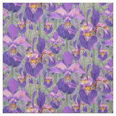 Paarse Iris Floral Pattern Stof (Swatch)