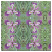 Paarse Iris Floral Patterned Fabric Stof (Swatch)