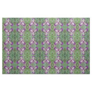 Paarse Iris Floral Patterned Fabric Stof