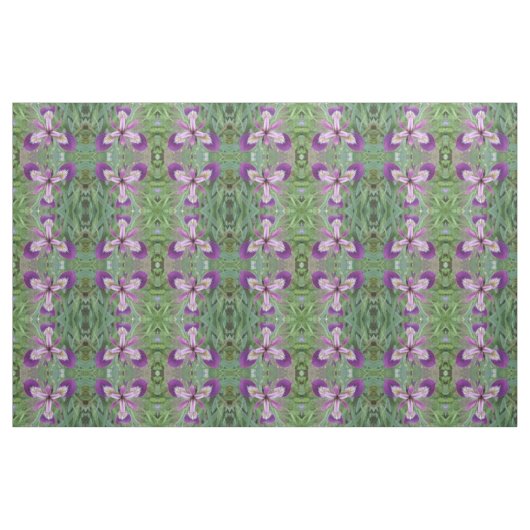 Paarse Iris Floral Patterned Fabric Stof (Fat Quarter)