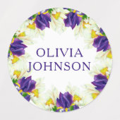 Paarse Iris Floral Persoonlijke benaming Kleding Labels (Design 2)