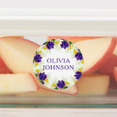 Paarse Iris Floral Persoonlijke benaming Kleding Labels (Aangebracht)