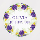 Paarse Iris Floral Persoonlijke benaming Kleding Labels (Design 2)