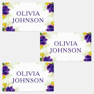 Paarse Iris Floral Persoonlijke benaming Kleding Labels