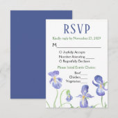 Paarse Iris Floral RSVP Wedding Response Mal Menu (Voorkant / Achterkant)